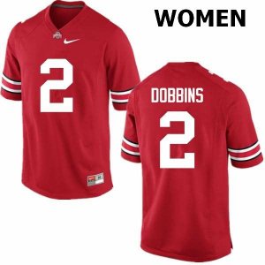 NCAA Ohio State Buckeyes Women's #2 J.K. Dobbins Red Nike Football College Jersey VVH6645WO